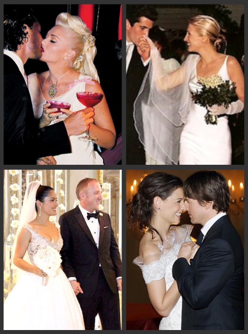 gwen-stefani-carolyn-bessette-salma-hayek-katie-holmes-wedding-hair