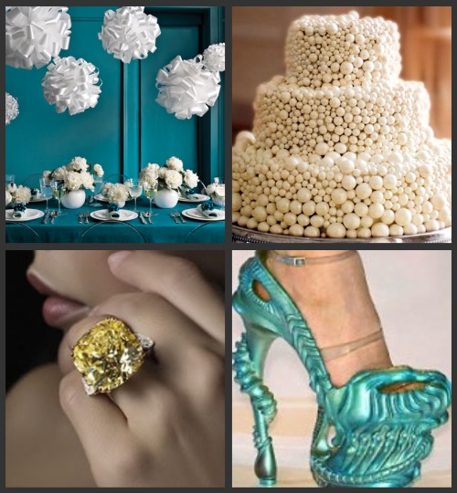 martha-stewart-table-pearl-wedding-cake-canary-diamond-mcqueen-spring-10-pumps A Martha Stewart tablescape, a pearl wedding cake, a canary diamond and Alexander McQueen spring 10 pumps
